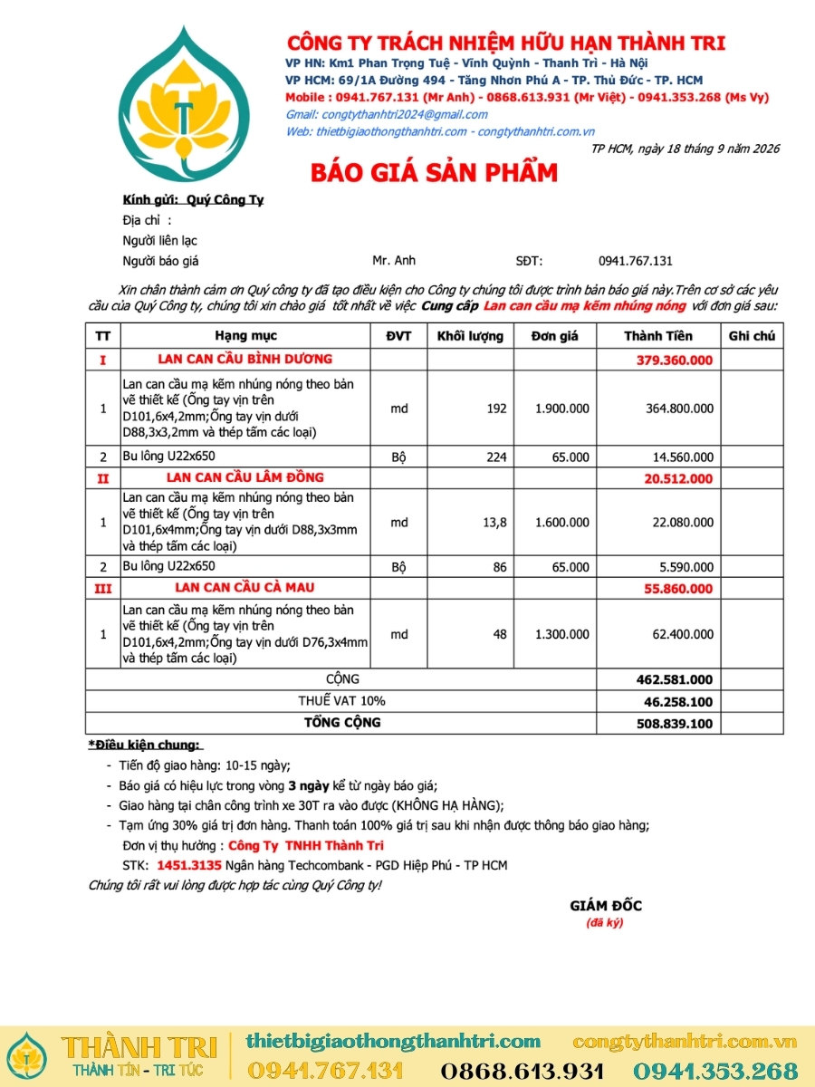 Báo giá lan can cầu các tỉnh Bình Dương, Lâm Đồng, Cà Mau Báo giá lan can cầu các tỉnh Bình Dương, Lâm Đồng, Cà Mau