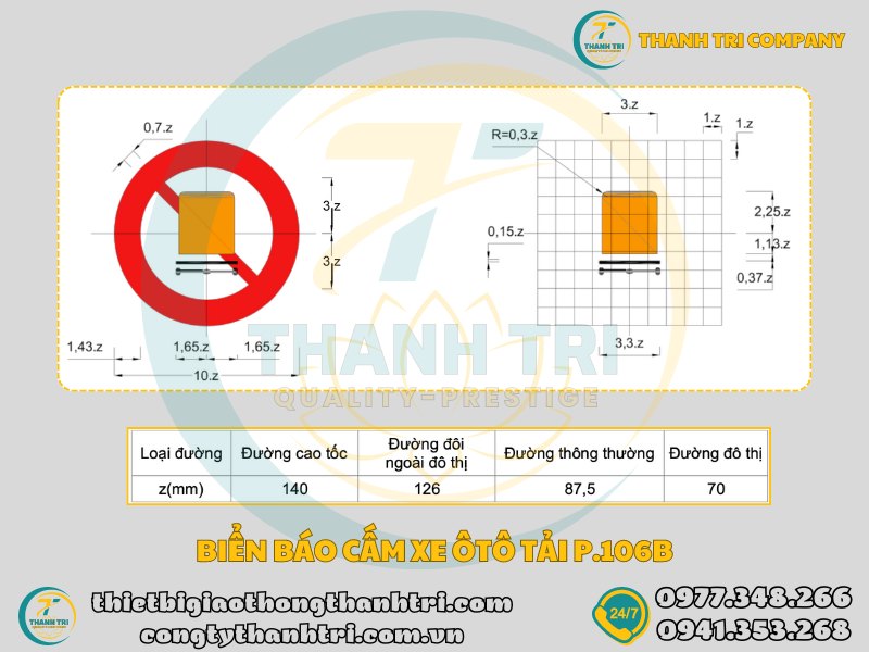 Biển báo cấm ô tô tải P.106