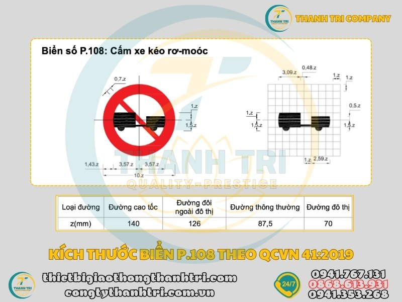 Biển báo cấm xe rơ-moóc P.108