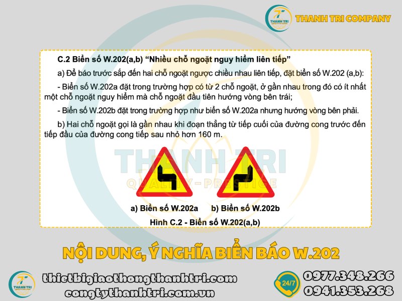 Biển Báo Chỗ Ngoặt Nguy Hiểm Liên Tiếp W.202 Kích Thước Và Ý Nghĩa