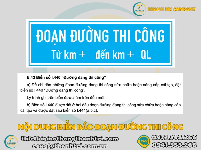 Biển báo đoạn đường thi công I.440