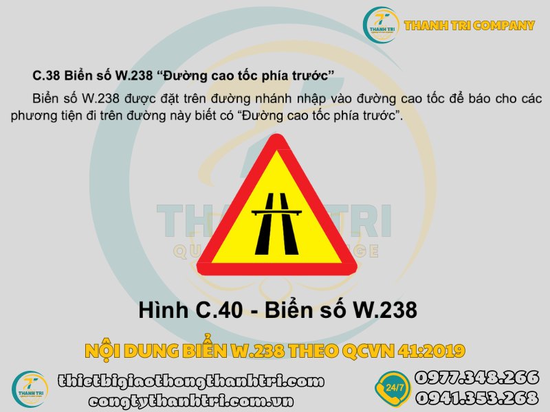 Biển báo đường cao tốc phía trước W.238