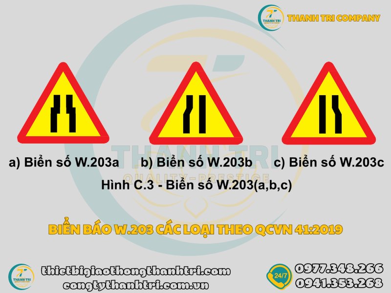 Biển báo đường hẹp W.203