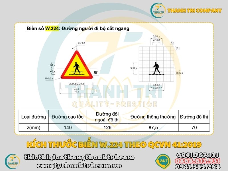 Biển báo người đi bộ cắt ngang W.224