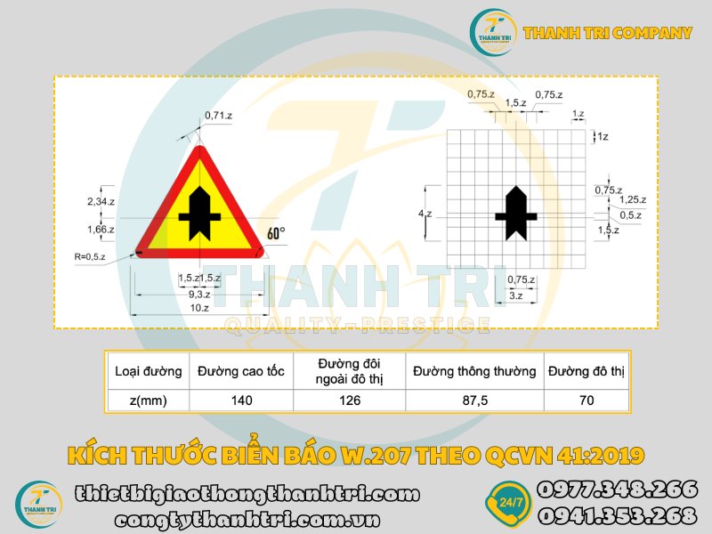 Biển báo giao nhau với đường không ưu tiên W.207