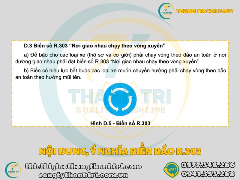 Biển báo nơi giao nhau chạy theo vòng xuyến R.303