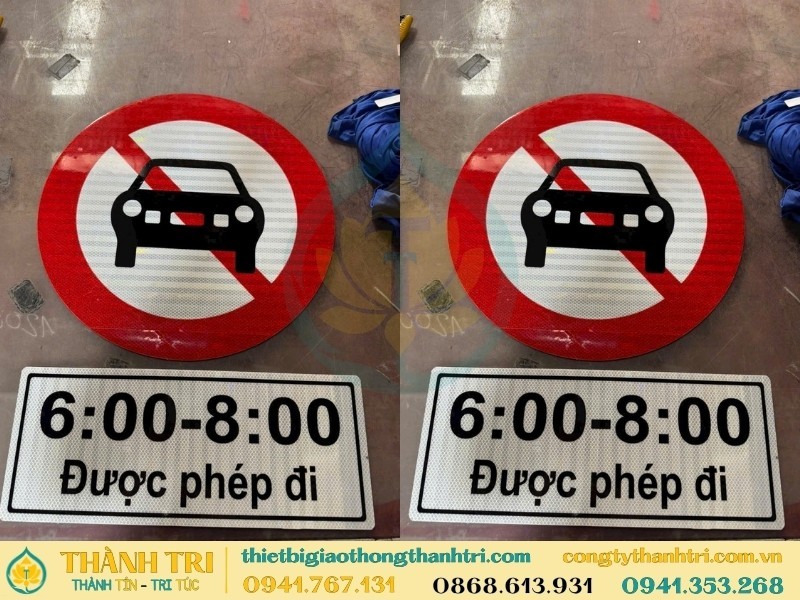 Biển cấm ô tô kèm biển phụ khung giờ