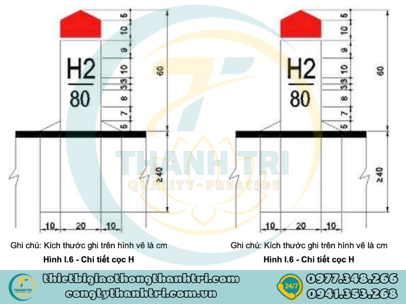 Bản vẽ cọc H dán màng phản quang