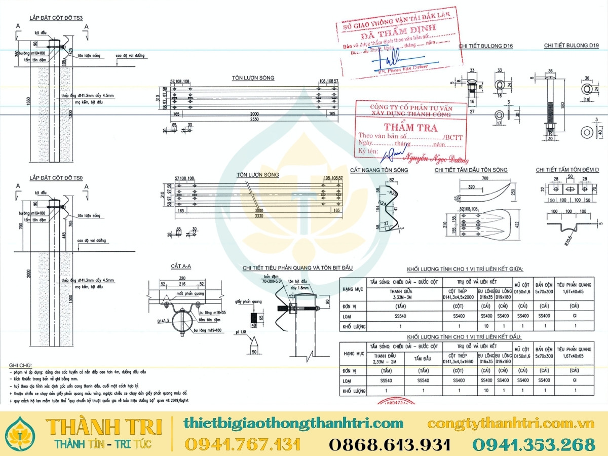 Bản vẽ thực tế hộ lan tôn sóng 1 dự án cụ thể
