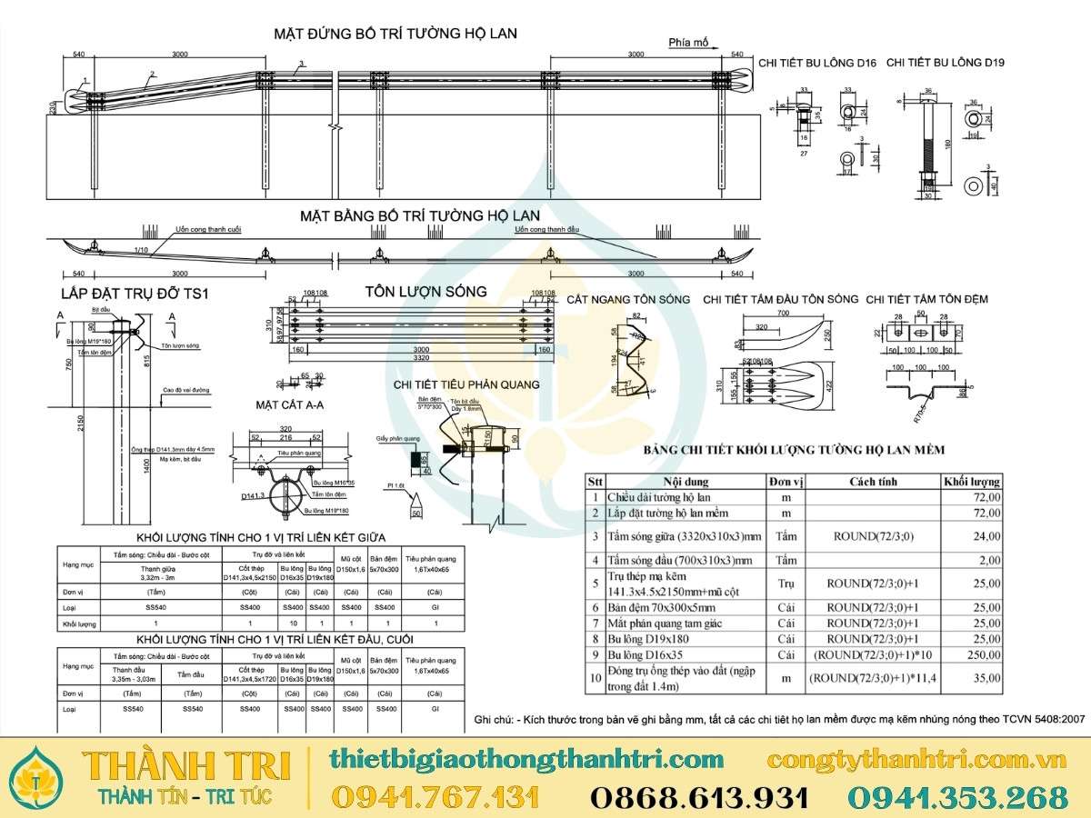 Bản vẽ thực tế hộ lan tôn sóng 1 dự án cụ thể