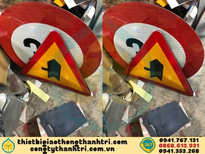 Sản xuất biển báo giao thông đường bộ tại xưởng Công ty TNHH Thành Tri