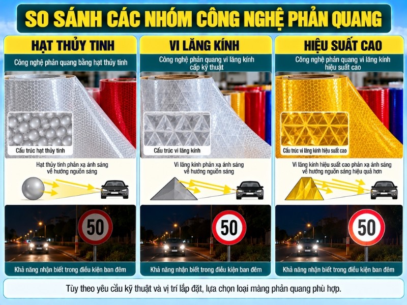 So sánh các nhóm công nghệ màng phản quang So sánh các nhóm công nghệ màng phản quang