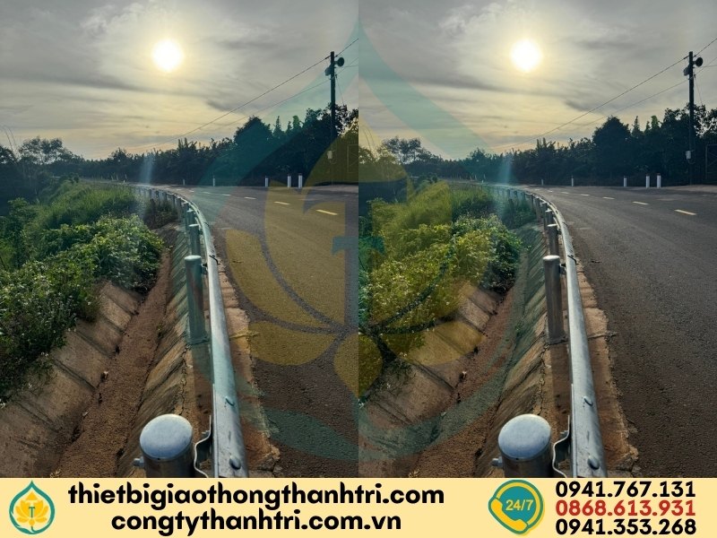 Thi công lắp đặt hộ lan tôn sóng tại công trình