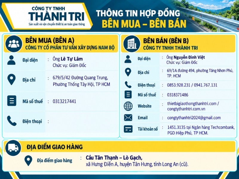 Thông tin hợp đồng hộ lan tôn sóng cung cấp ở Long An