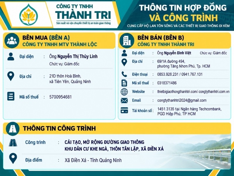 Thông tin hợp đồng hộ lan tôn sóng Quảng Ninh Thông tin hợp đồng hộ lan tôn sóng Quảng Ninh
