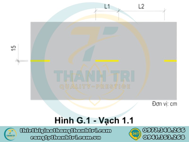 Vạch kẻ tim đường vạch 1.1 vạch đơn nét đứt màu vàng