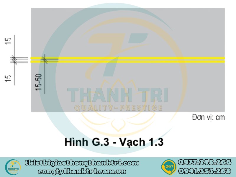 Vạch kẻ tim đường vạch 1.3 vạch đôi nét liền màu vàng